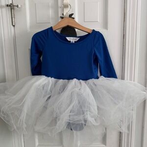 Long sleeve Blue and White tutu Dress